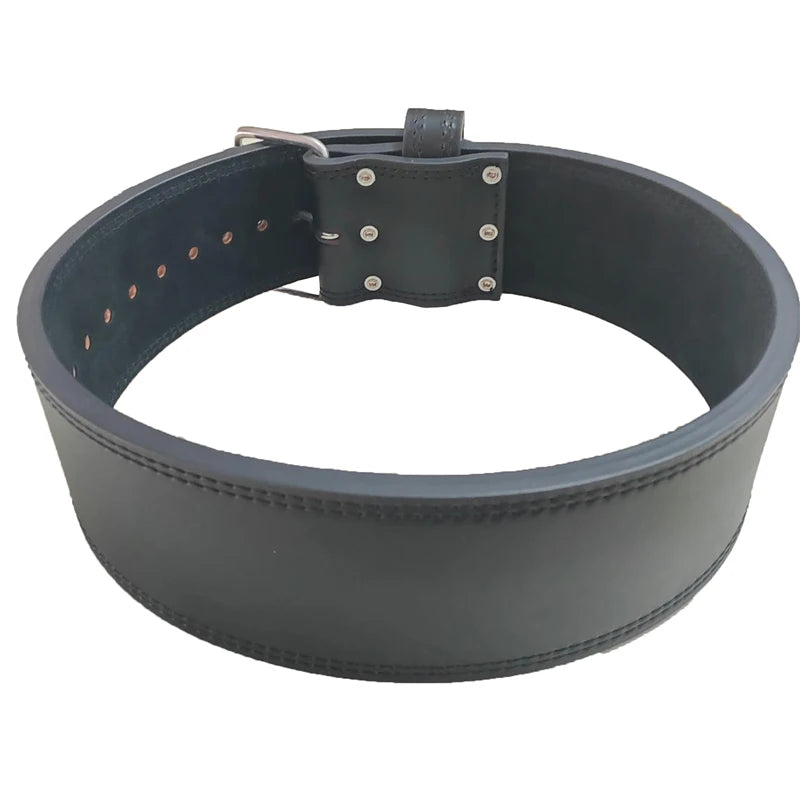 Leather Powerlifting Belt Black Single Prong Weightlifting Belt Gym Squat&Deadlift Adjustable Waist Protection Lumbar Brace