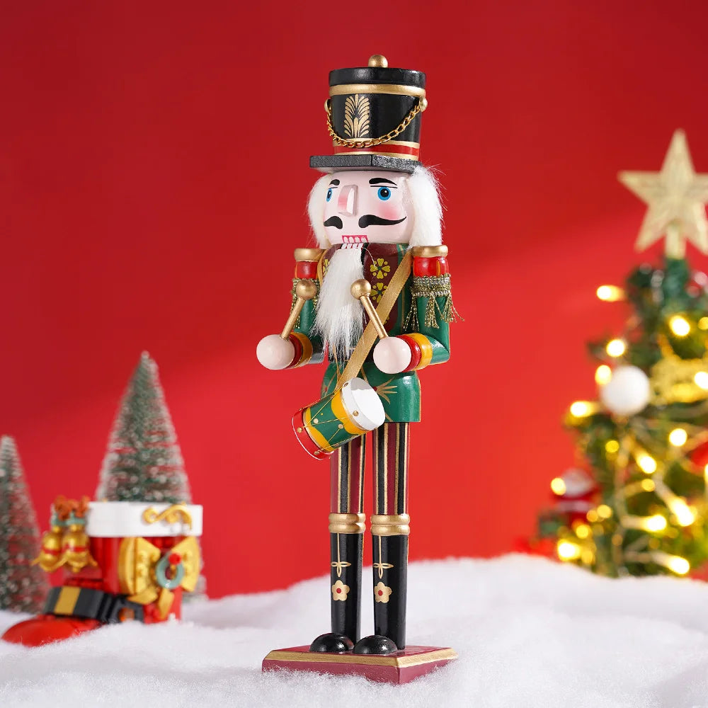 30cm Nutcracker Handmade Soldier Puppet Wooden Model Doll Christmas Tree Ornament Home Table Decoration