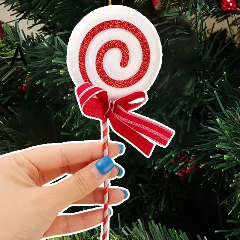 20/1x Christmas Candy Cane Ornaments Plastic Glitter Xmas Tree Hanging Pendants Twisted Crutch Candy Canes New Year Party Favors