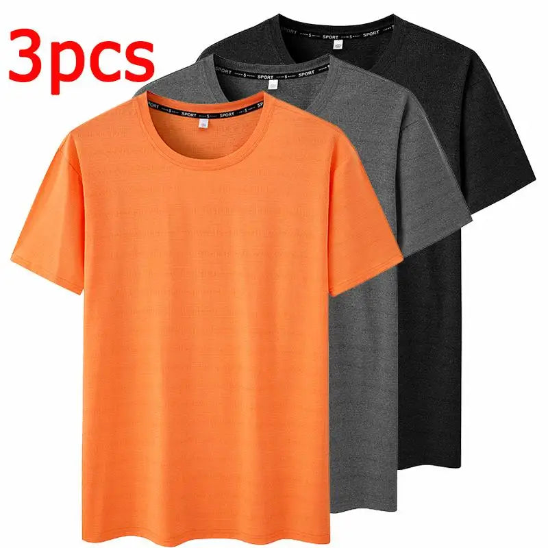 Plus Size T-Shirt Men 5XL 6XL 7XL 110-175kg Sport Quick Dry Breathable Running Gym Tees Round Neck Short Sleeve Oversized Tops