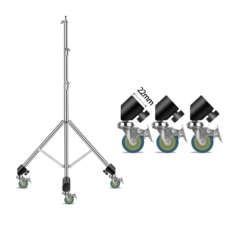 2.9M Tripod Super Stable Big Tripod Foldable Light Stand Lifting Frame Wheels Photography Softbox Photo Studio Stainless Steel