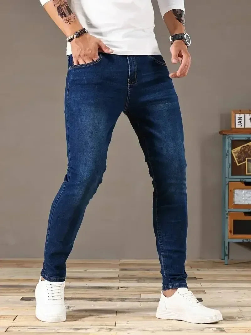 2025 - 2026 Spring New Mens Slim Fit Classic Skinny Jeans Casual Street Style Casual Mens Skinny Jeans Male Slim Fit Pencil Denim Blue - You Offer