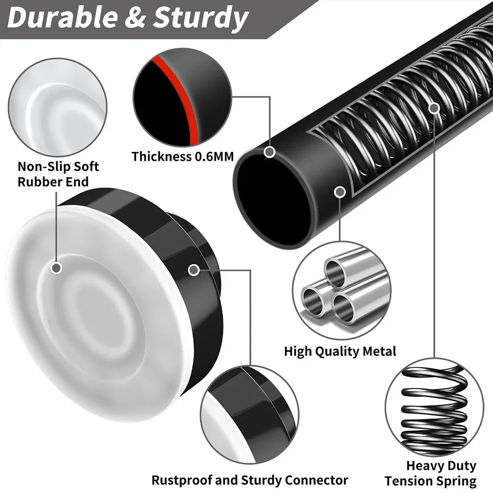 50-260CM Adjustable Curtain Rod No Drilling Telescopic Shower Curtain Pole for Balcony Bathroom Wardrobe Rod Clothes Drying Rack