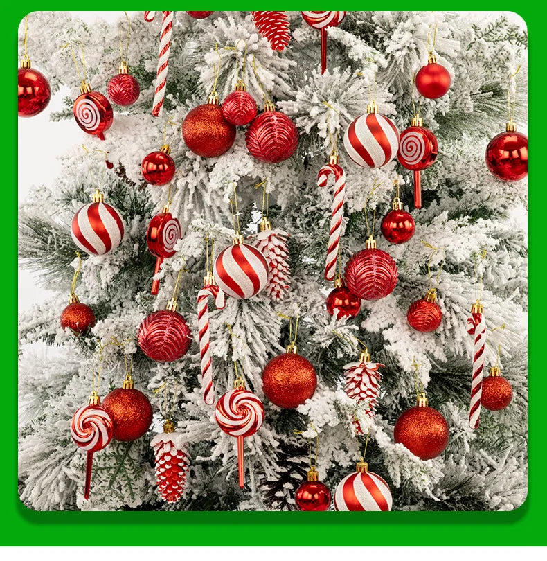 29/40/50pcs Silver Red Special-shaped Christmas Ball Ornaments Christmas Tree Party Decoration Christmas Spheres Pendant New