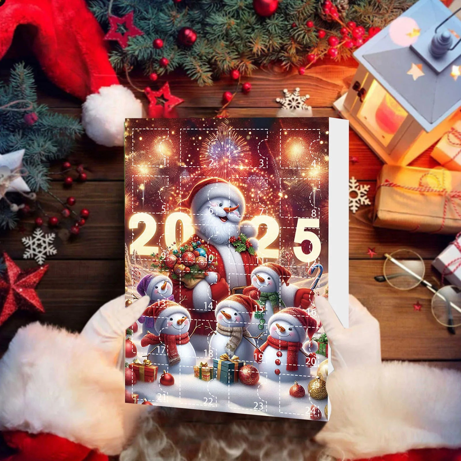 Snowman 24 Days Christmas Countdown Calendar Xmas Tree Snowman Pendant Ornaments Xmas Advent Calendar Xmas Gifts for Kids