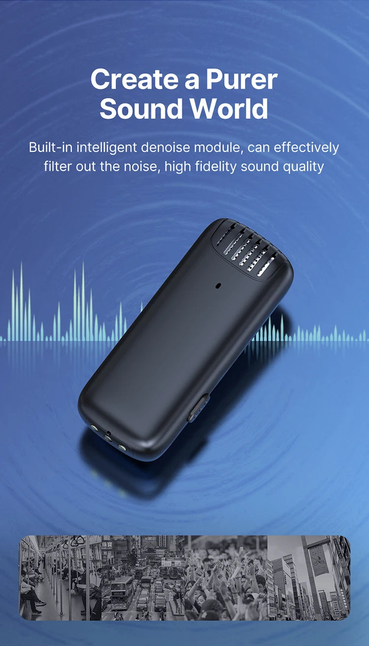 Ulanzi J12 Wireless Lavalier Microphone Audio Video Recording Mini Mic Plug Play For Smartphone Android iPhone Live Broadcast