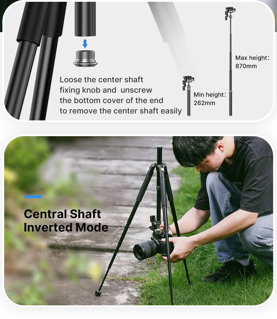 Ulanzi MT-63 26CM Portable Mini Tripod with 360° Panoramic Head Horizontal and Vertical Shooting for Smartphones Cameras