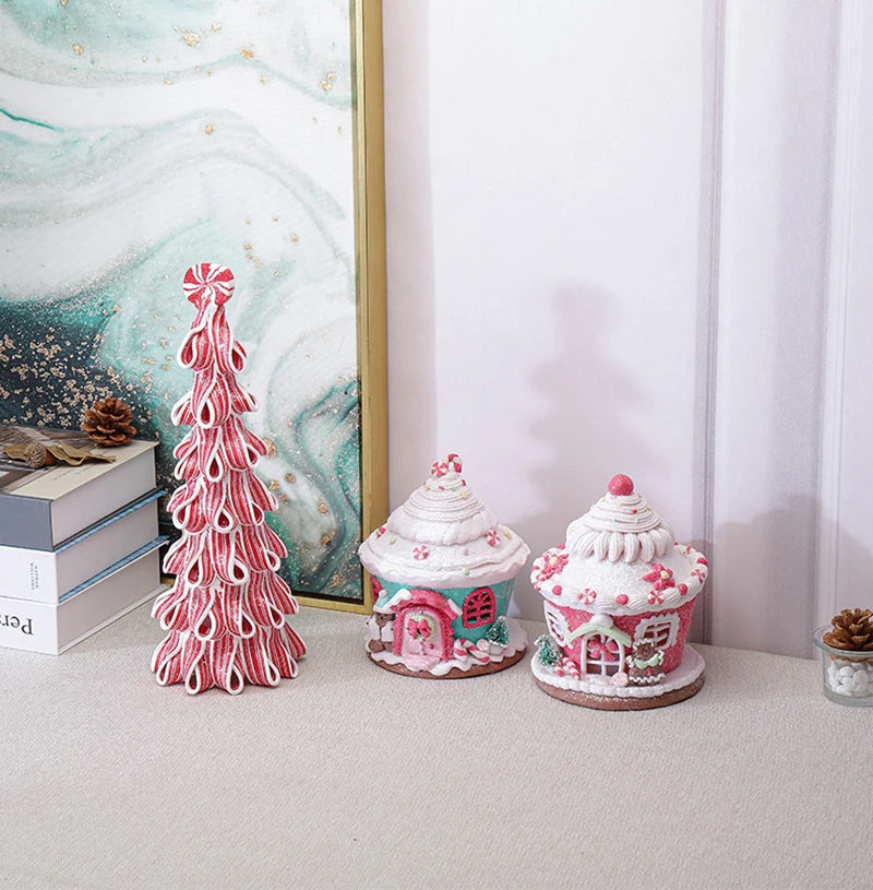 2023 Christmas Luminous Castle Christmas Tree Decoration Ornaments Soft Clay Cute Macaron Accessories Xmas Holiday Supplies