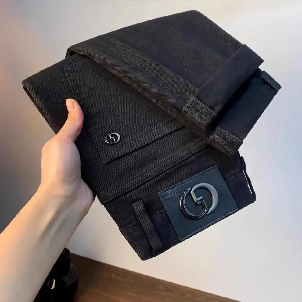 Spring Autumn Men's Elastic Slim Fit Casual Jeans Trendy Loose High End Brand Fashionable Long Trousers Popular Style - You Offer