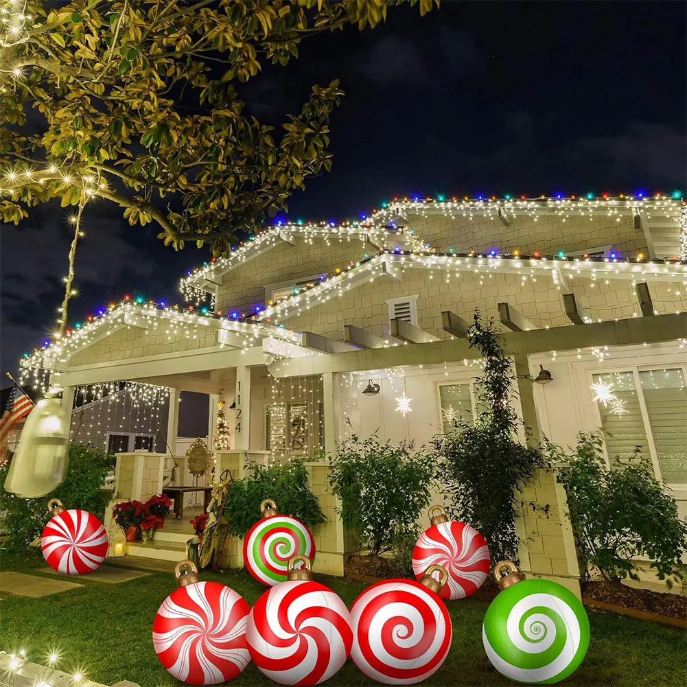 60cm Giant Inflatable Christmas Ball with Lights Remote Control Giant Luminous Inflatable Christmas Ball Outdoor Christmas Decor
