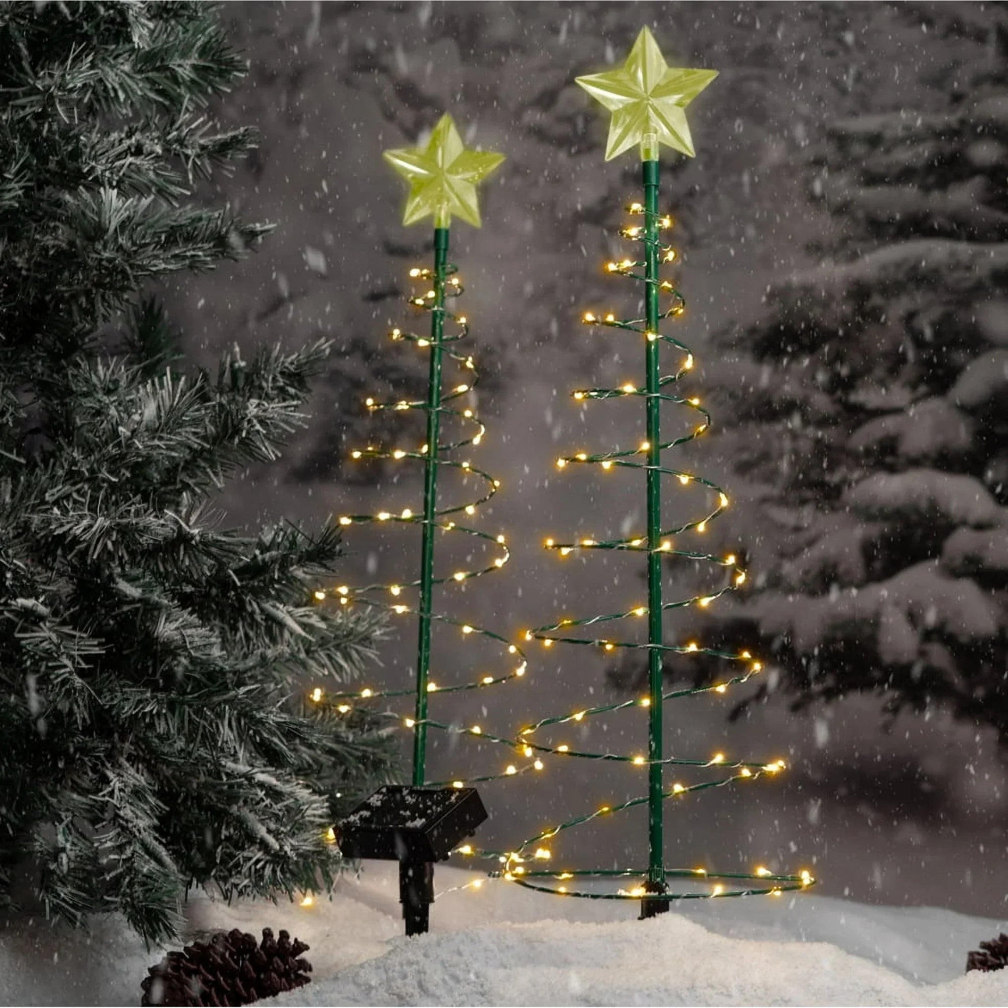 Solar Outdoor Garden Christmas Tree Light DIY Wrought Iron Waterproof Festive Atmosphere Light for Patio Lawn