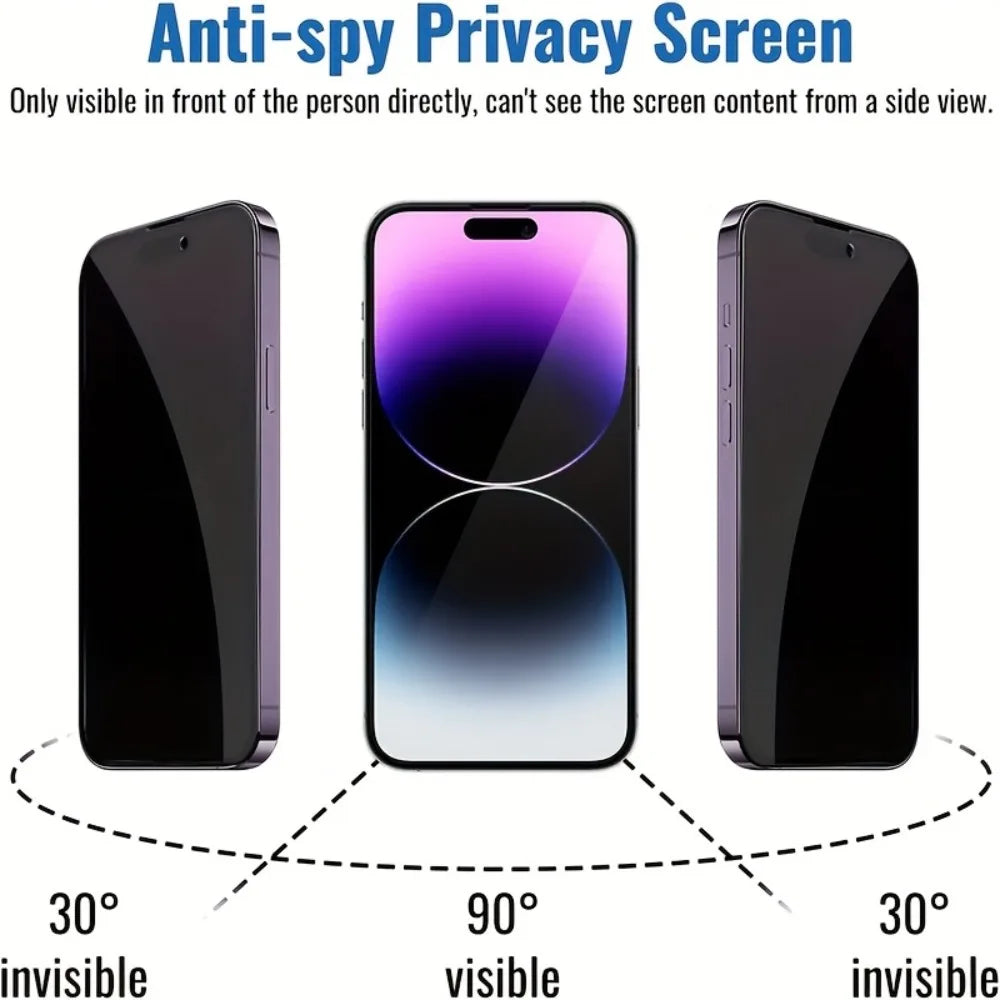 2+2Pcs Black Privacy Screen Protector for iPhone 12 13 15 16 Pro Tempered Glass for iPhone 11 14 Pro 15 16 14 Plus Glass