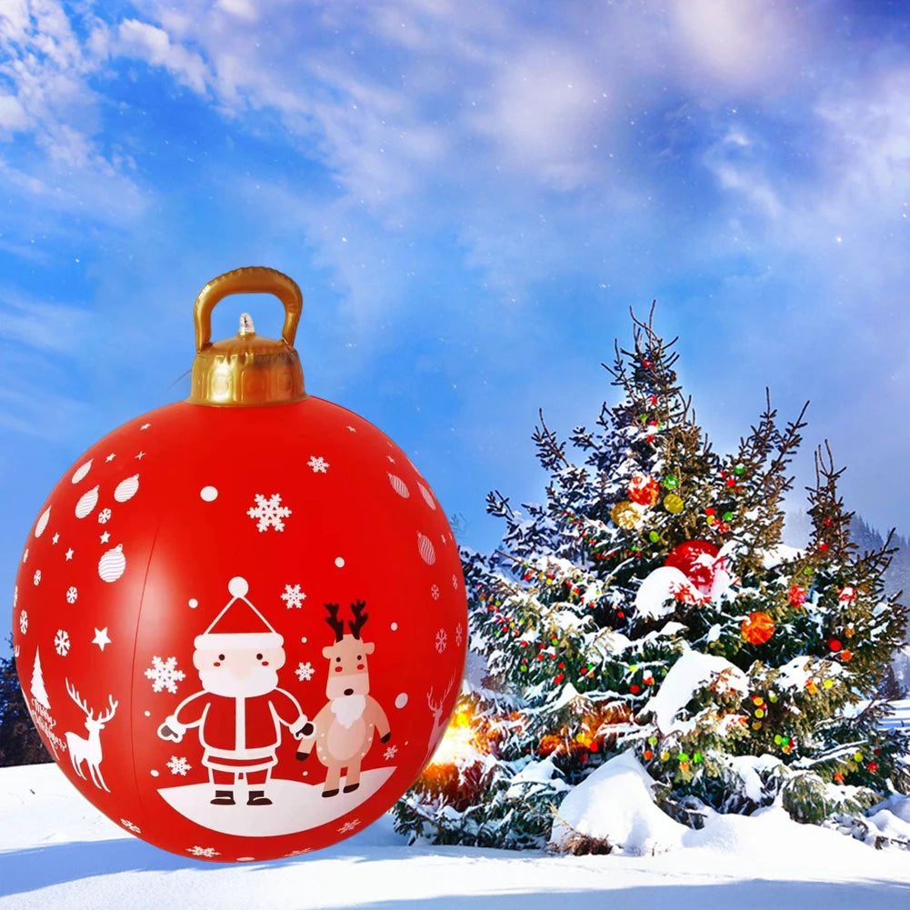 60cm Outdoor Christmas Inflatable Decorated Ball PVC Giant Big Large Balls Party Xmas Tree Decorations Toy Ball Without Light