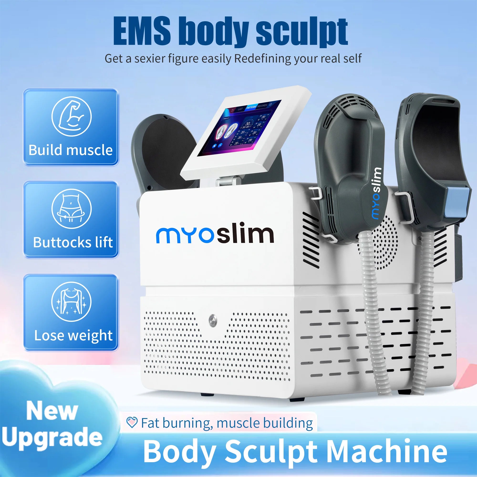 Portable HIEMT 6500W RF 15T 200HZ Body Shaper Muscle Growth Fat Burning High Intensity Electromagnetic Stimulator