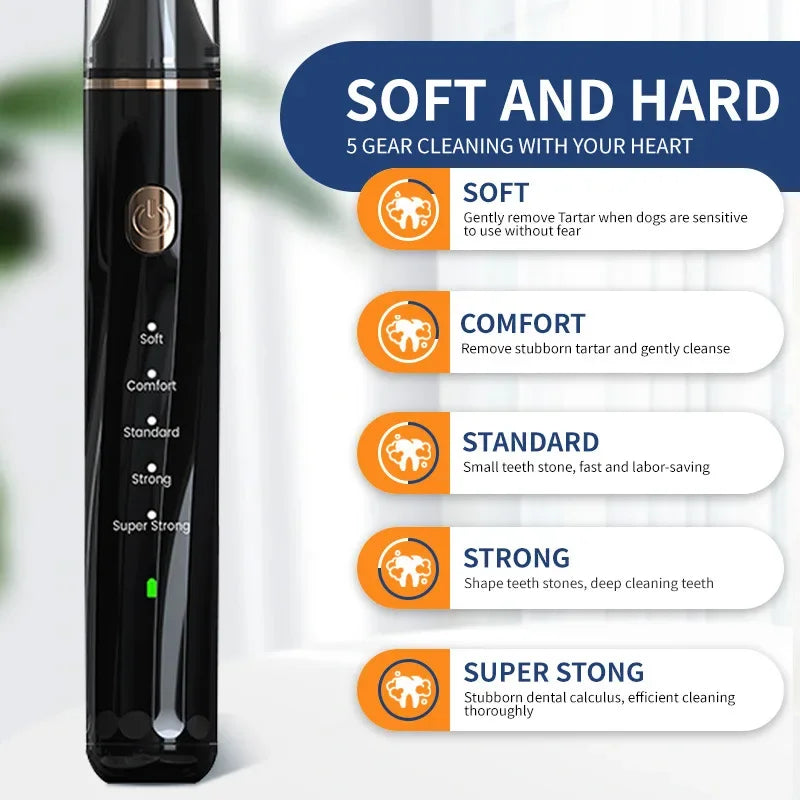 Ultrasonic Portable Electric Dog Toothbrush Professional Plaque Calculus Removal Teeth Whitening for Pet Dental Care
