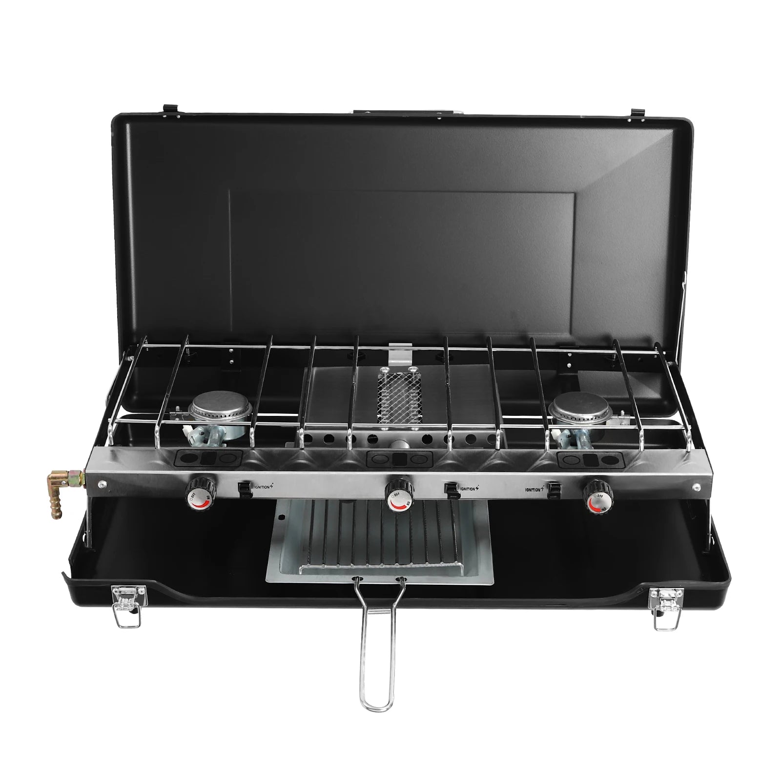 Camping Stove 3 Burner Propane Portable Stove with Regulator Toast Tray Windshield for Car Camping BBQ Picnics Outdoor Cooking - You Offer