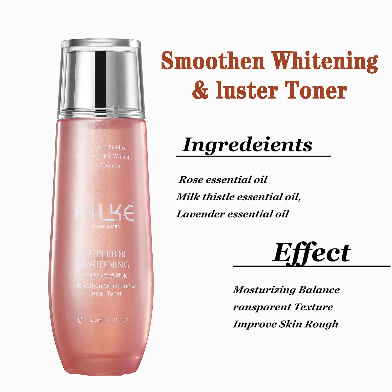 AILKE Rosewater Toner for face vitamin c brightening cleaning whitening Glycerin Oil Control Essence tonic facial care comestics
