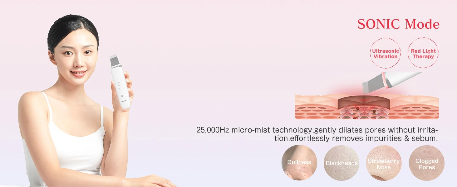 MAXGROOM Ultrasonic Skin Scrubber Peeling Blackhead Remover Deep Face Cleaning EMS Ion Ance Pore Cleaner Facial Shovel Cleaner