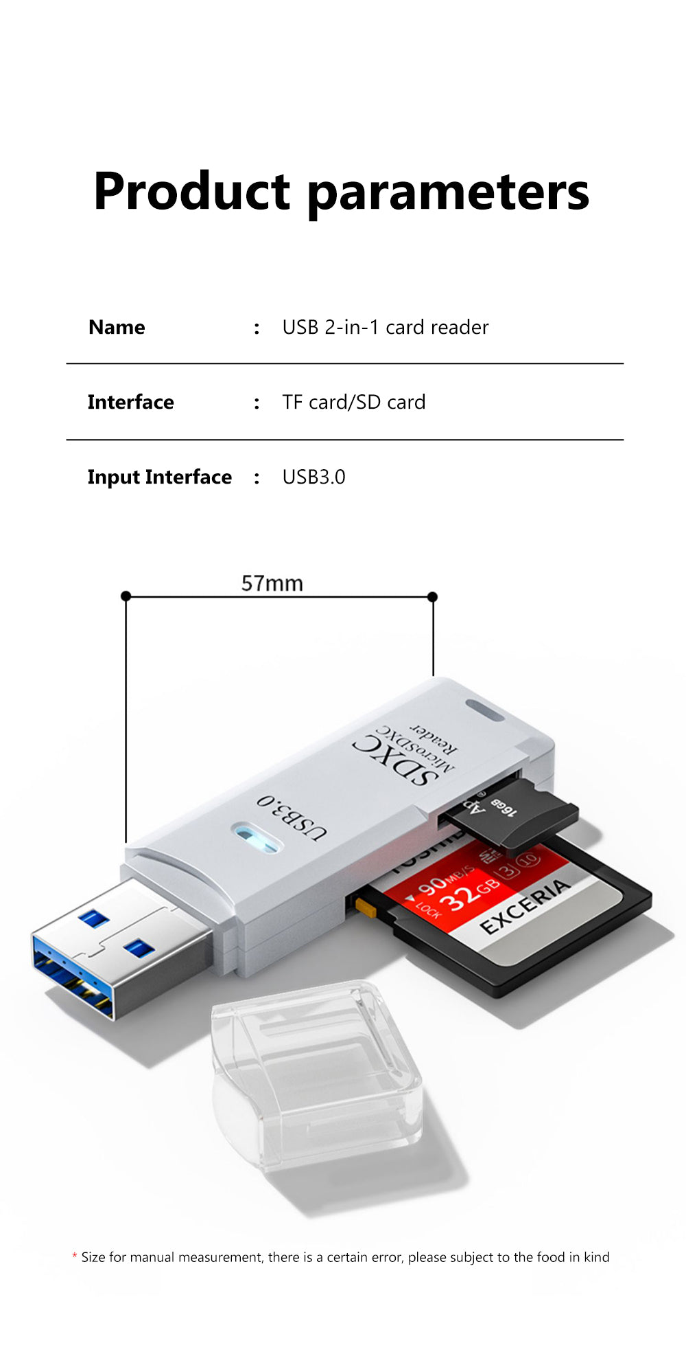 New 2 IN 1 High Speed Usb 3.0 Smart Cardreader Adapter Usb Card Reader For PC Laptop Accessories SD TF Card Memory