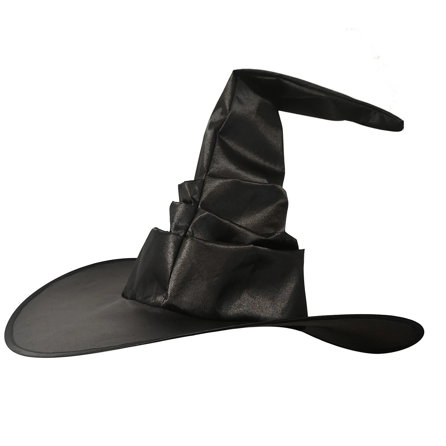Black Witch Hat Halloween Folds Wizard Party Cosplay Costume Headgear Devil Cap Props Decoration Supplies for Adult Women Men