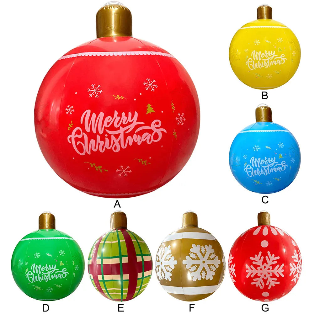 24 Inch PVC Inflatable Christmas Ball Outdoor Indoor Christmas Decorated Ball Giant Big Large Balls Toy New Year Party Ornament