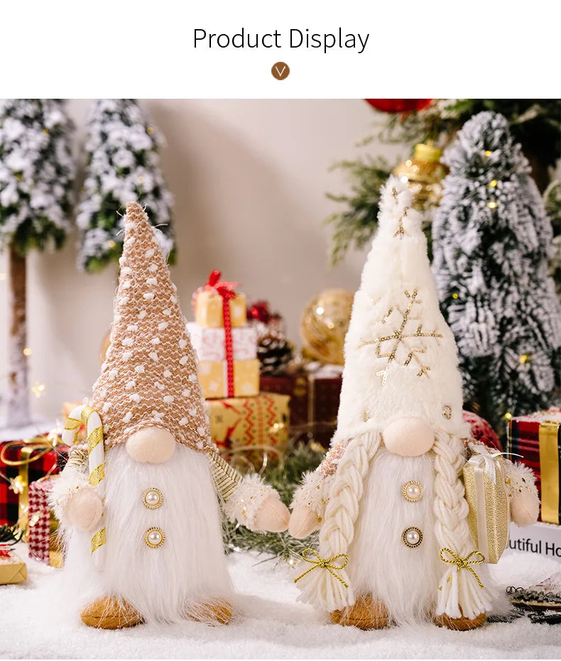 Christmas Decorations, Long Beard, Plush Hat, Light, Gift Holder, Walking Stick, Rudolph Doll, Window Display Item Navidad