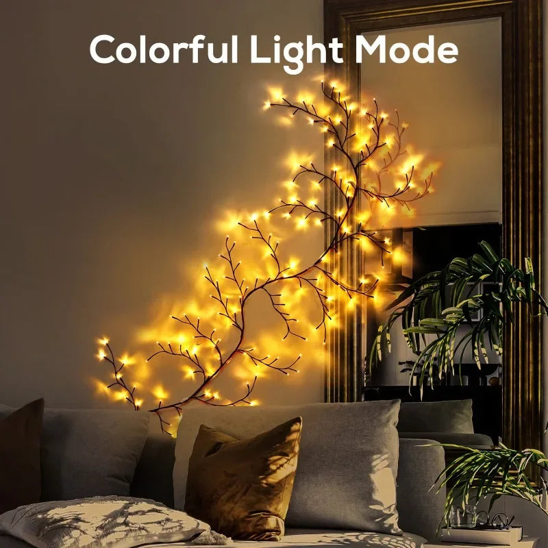USB-Powered Willow Vine Fairy Lights - Bendable Tree Branches with 8 Modes Outdoor Party Decor for Valentine's Day Holidays