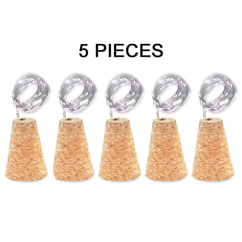 5/10pcs Wood Wine Bottle String Light 20LED Copper Wire Fairy Lights Cork Shape holiday Lamp Wedding Party Garden Decor Yard
