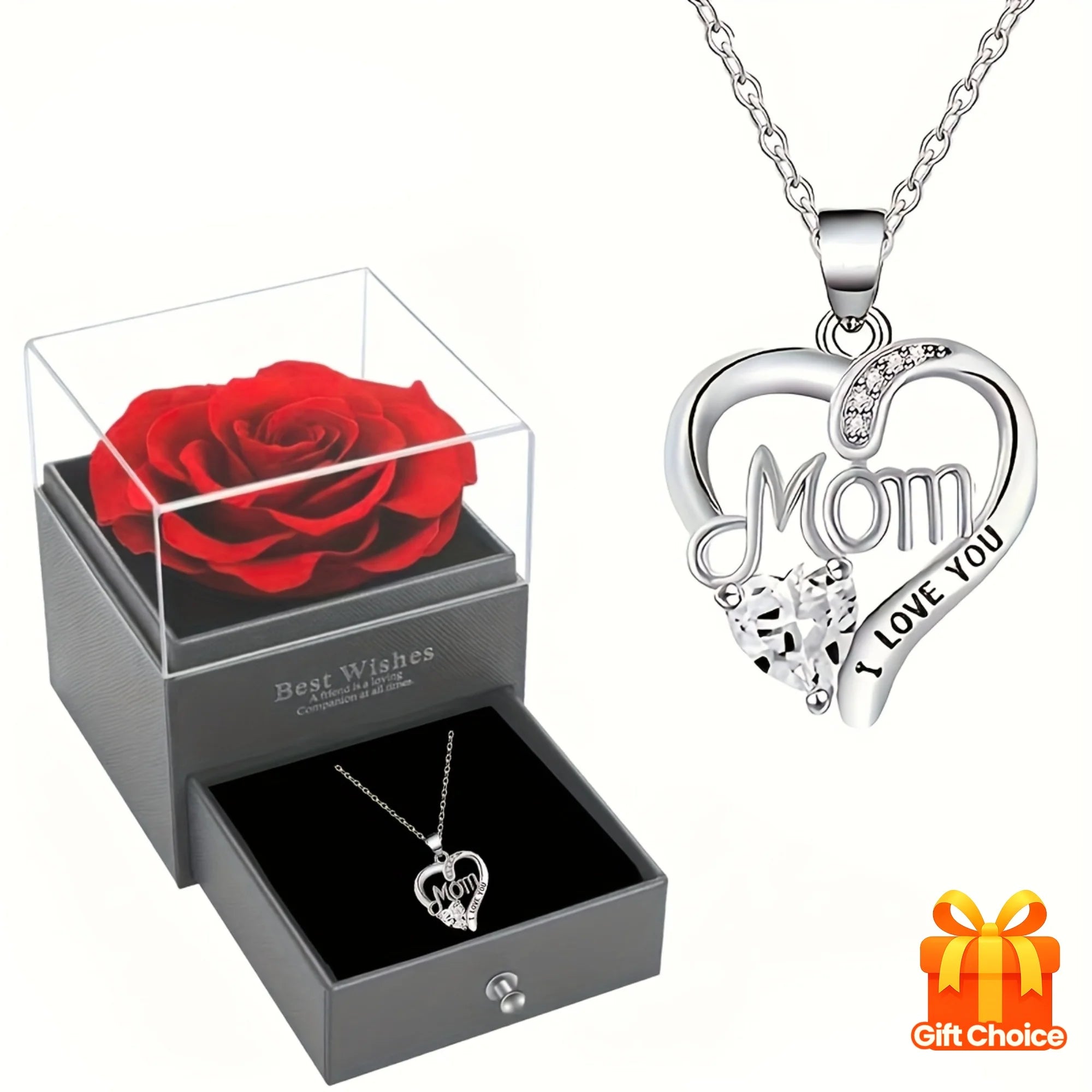 Rose Soap Premium Gift Box with MOM Pendant Necklace,for Mother's Day, Black Friday, Valentine's Day, Anniversaries, Birthdays - You Offer