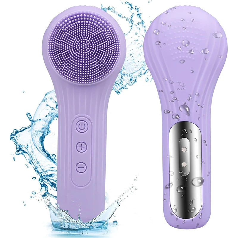 Sonic IPX7 Waterproof Facial Cleansing Brush Device Face Skin Care Scrubber Exfoliator Cleaner Vibration Massager Deep Cleansing