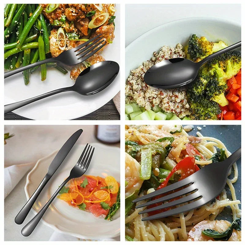 24-Piece Stainless Steel Cutlery Set Knives, Forks, Spoons & Teaspoons - Durable Stylish Design - Perfect for Home Dining - You Offer