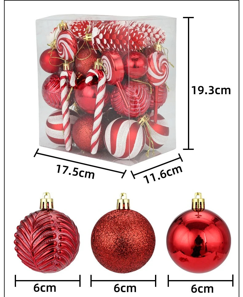 29/40/50pcs Silver Red Special-shaped Christmas Ball Ornaments Christmas Tree Party Decoration Christmas Spheres Pendant New