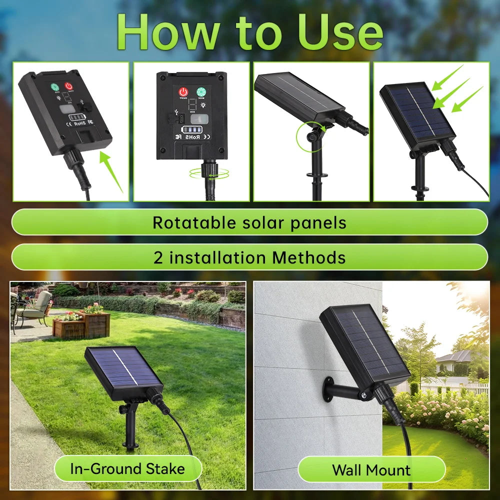 Garden Solar String Lights Led Remote Control Outdoor Lamps Waterproof Outdoor Solar Led Light For Party Camping Tent Decoration