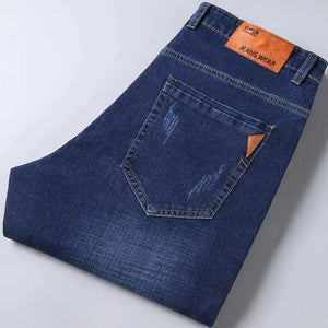 Men's Comfortable Soft Business Casual Denim Trousers Slim Fit Straight Pants Fashion Male Brand Light Luxury Stretch Clothing - You Offer