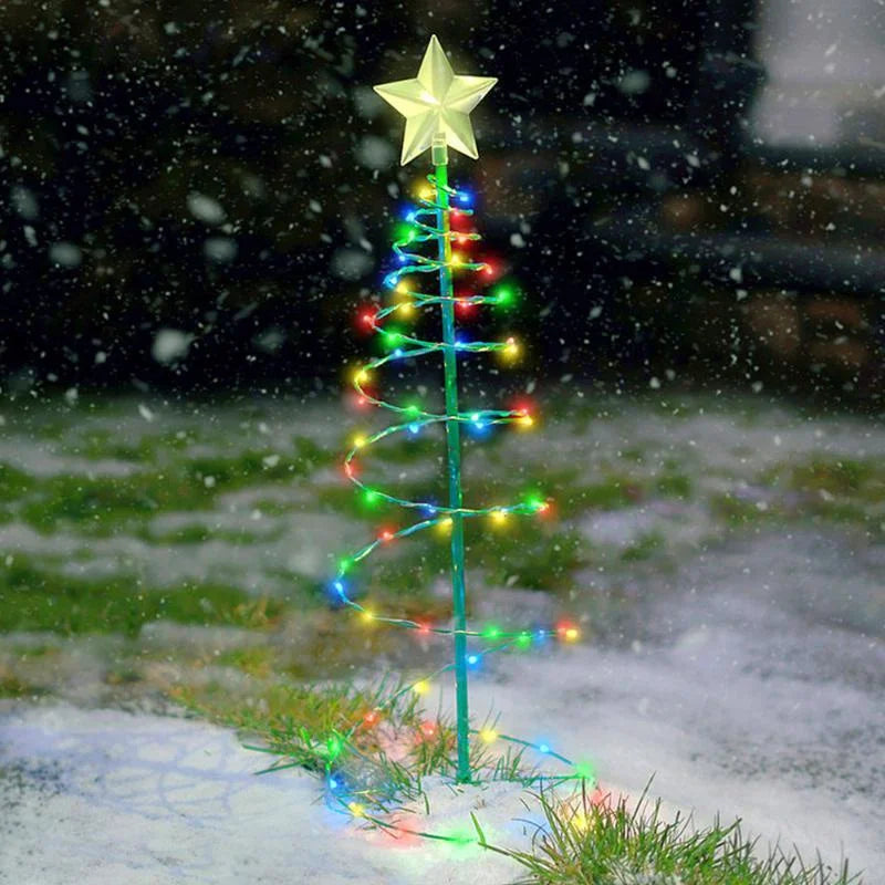 Solar Outdoor Garden Christmas Tree Light DIY Wrought Iron Waterproof Festive Atmosphere Light for Patio Lawn
