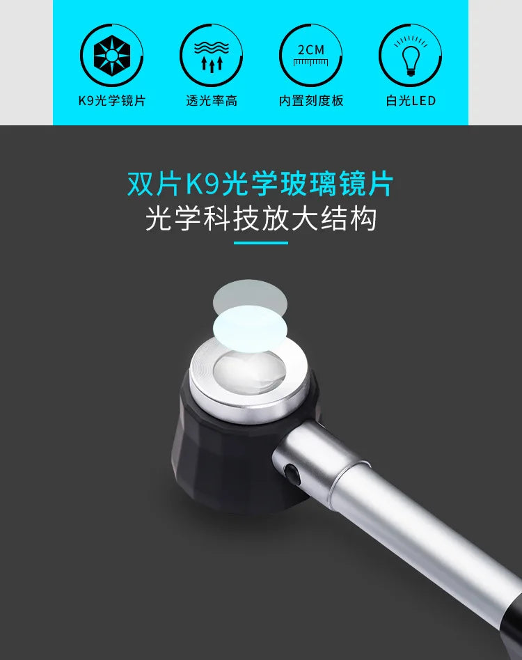 Magnifier 45X dermatoscope handle smooth clear vision with measure Scale 45X type B bigger vision with UV light