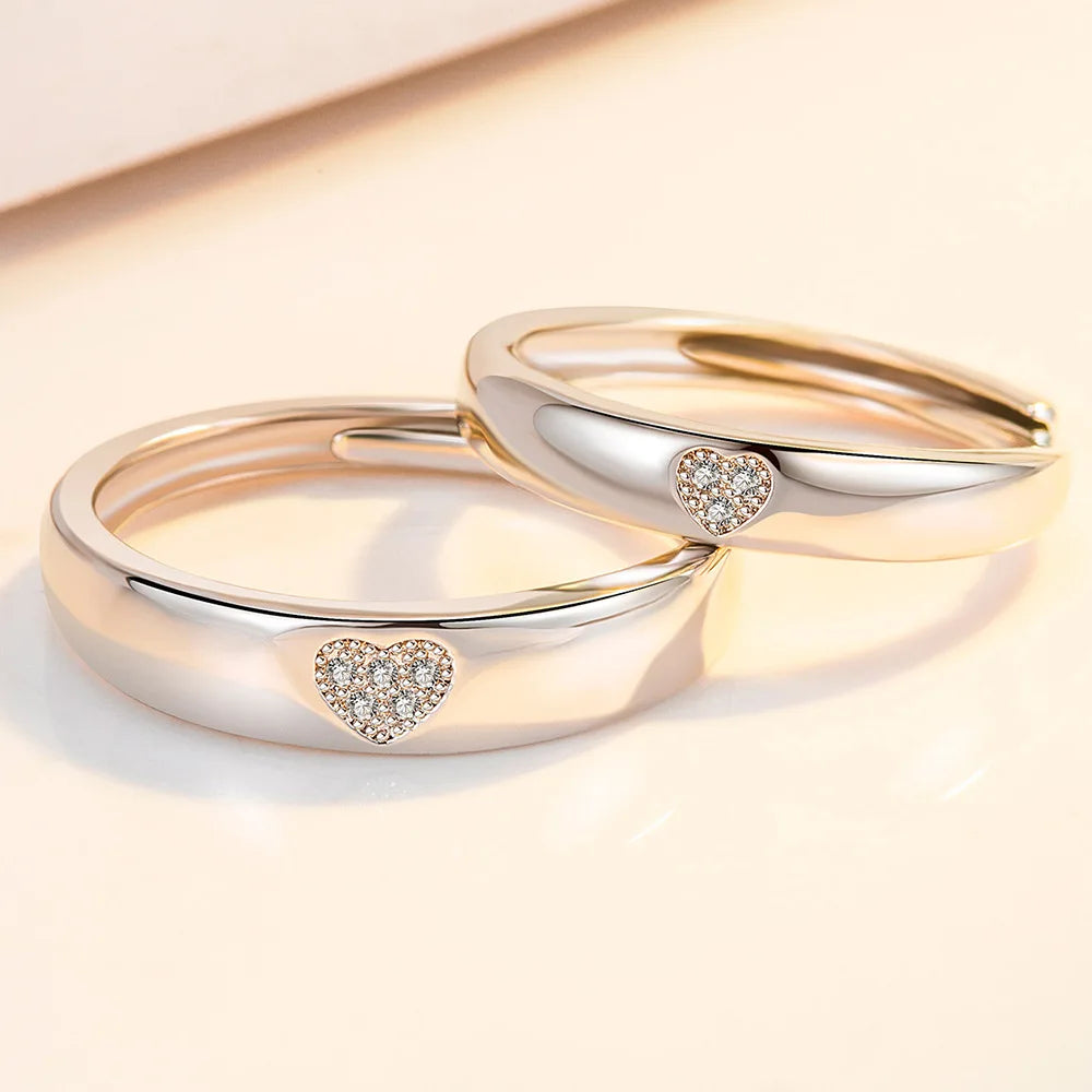 2Pcs 925 Sterling Silver Couples Ring Sets Light Polishing Simple Ring for Woman Man Classic Wedding Fine Jewelry Circle - You Offer