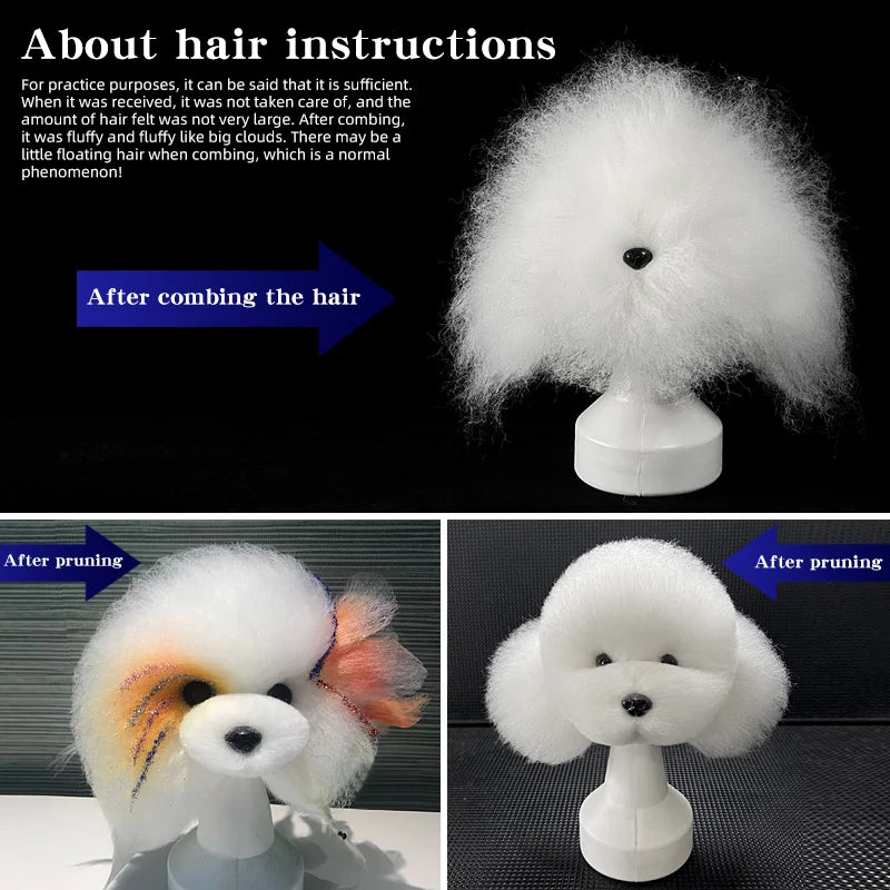 teddy Pet simulated head hair fake dog head model beautician practice cutting dog hair dog body Wig Pet Grooming Student study