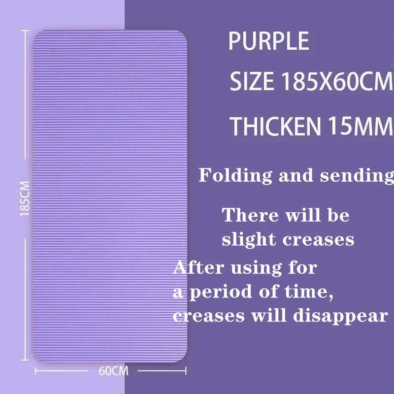 15MM Thick Yoga Mats Anti-slip Sport Fitness Mat Blanket for Exercise Yoga and Pilates Gymnastics Mat Fitness Equipment 185x60cm