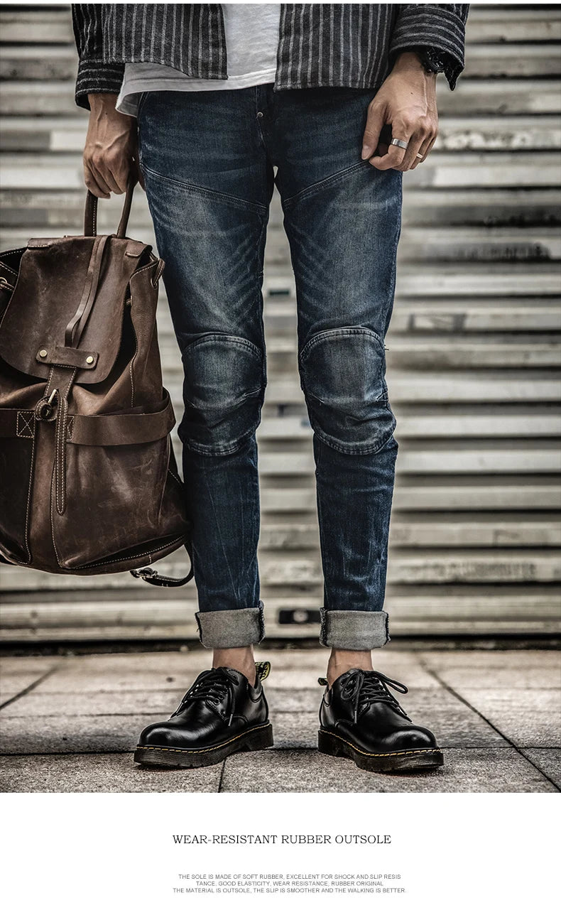 Men's casual leather low-top heightening large-head work boots breathable versatile British cow tendon sole derby shoes