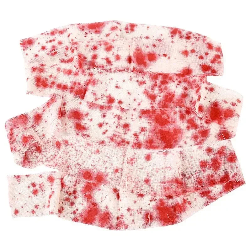 Halloween Bloody Gauze Roll Bloody Bandage  Wrap Fake Blood Creepy Costume Gauze Mummy Zombie Costume Accessories Party Decor