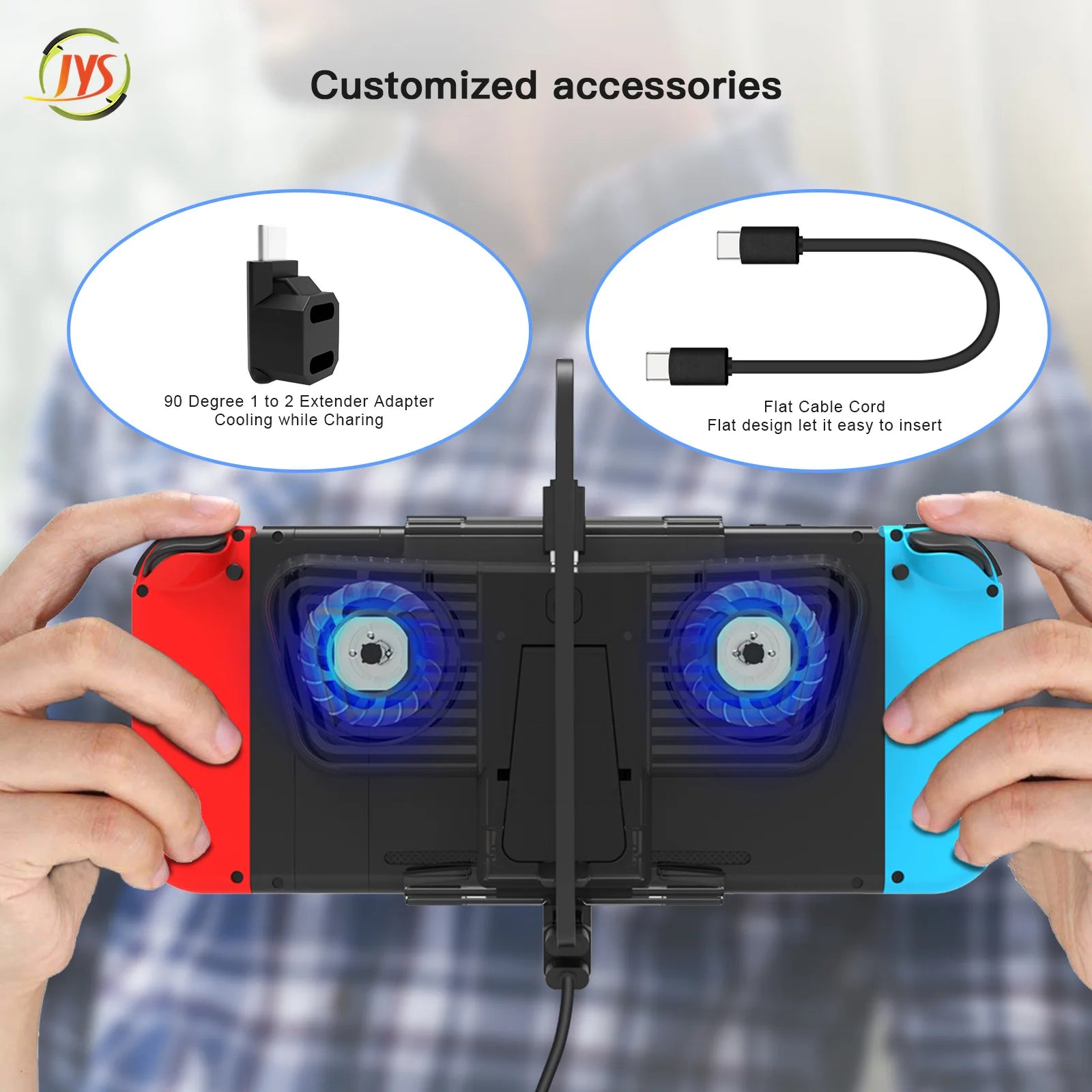 Cooling Fan with Bracket Dual C-port Adapter for Steam Deck Nintendo Switch Nintendo Switch OLED Host JYS-SD006