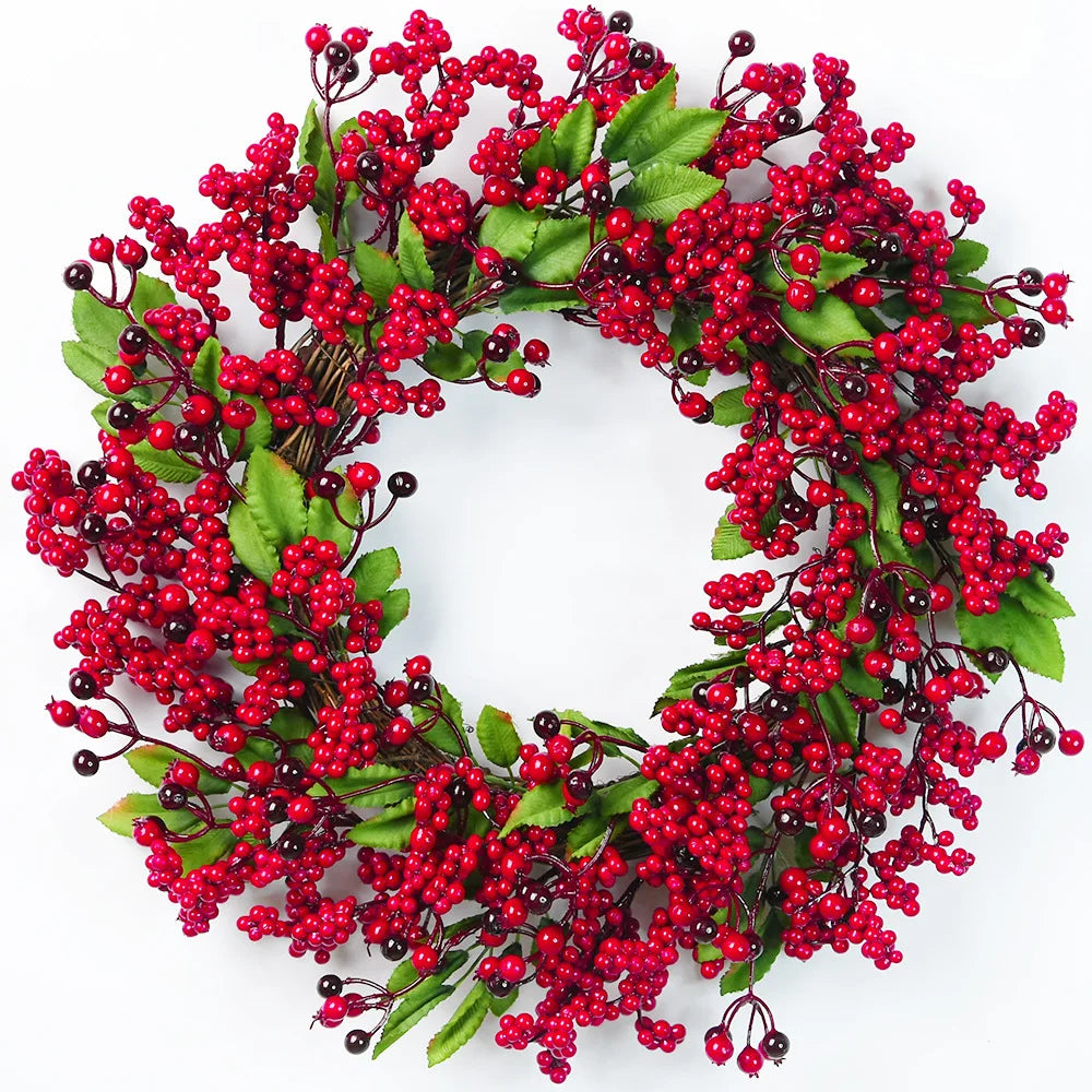 SRETNO Christmas Wreath Artificial Plants Red Fruit Flower Wreath Home Decorations Ornaments Christmas Supplies 2025 New Garland