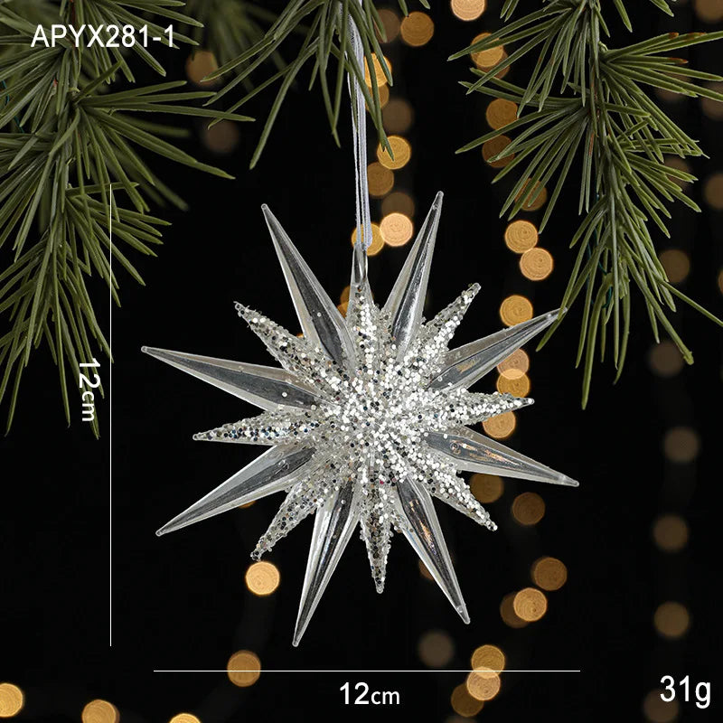 Christmas Ice Crystal Pendants, Christmas Tree Decorations, Transparent Acrylic Angels, Luxury Decorations, Scene Setting Props