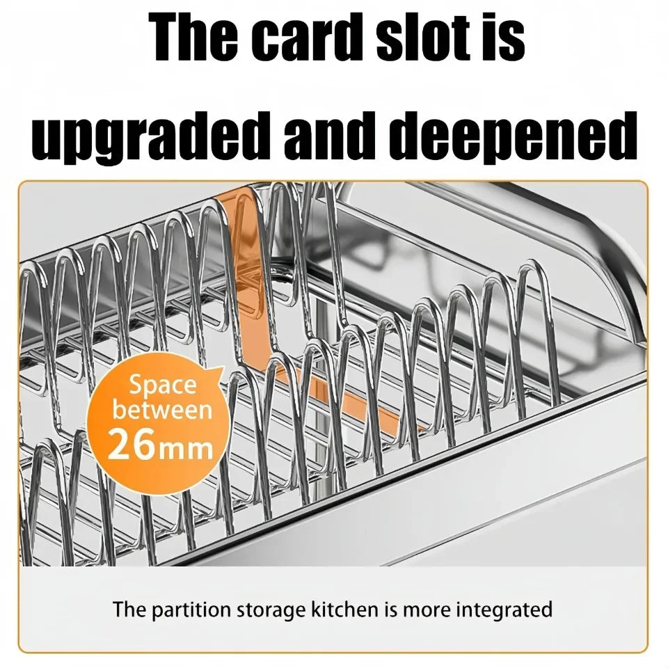Dish Drying Rack Multifunctional Rustproof Big-capacity Bowl Storage Shelf Stainless Steel Multilayer Spacesaving Draining Shelf