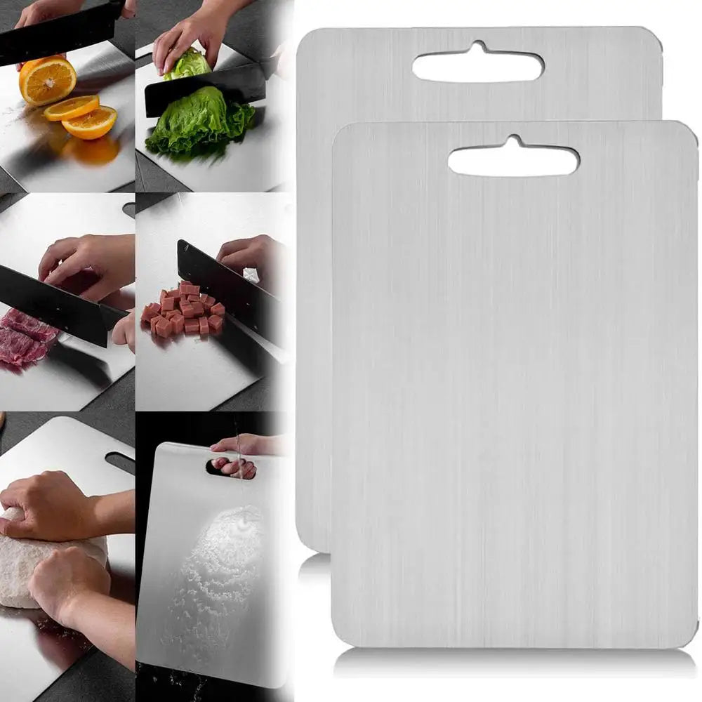 Titanium Cutting Boards for Kitchen Stainless Board 304 Steel Thickened Double Sided Food Grade Portable Fruit Meat Chopping - You Offer