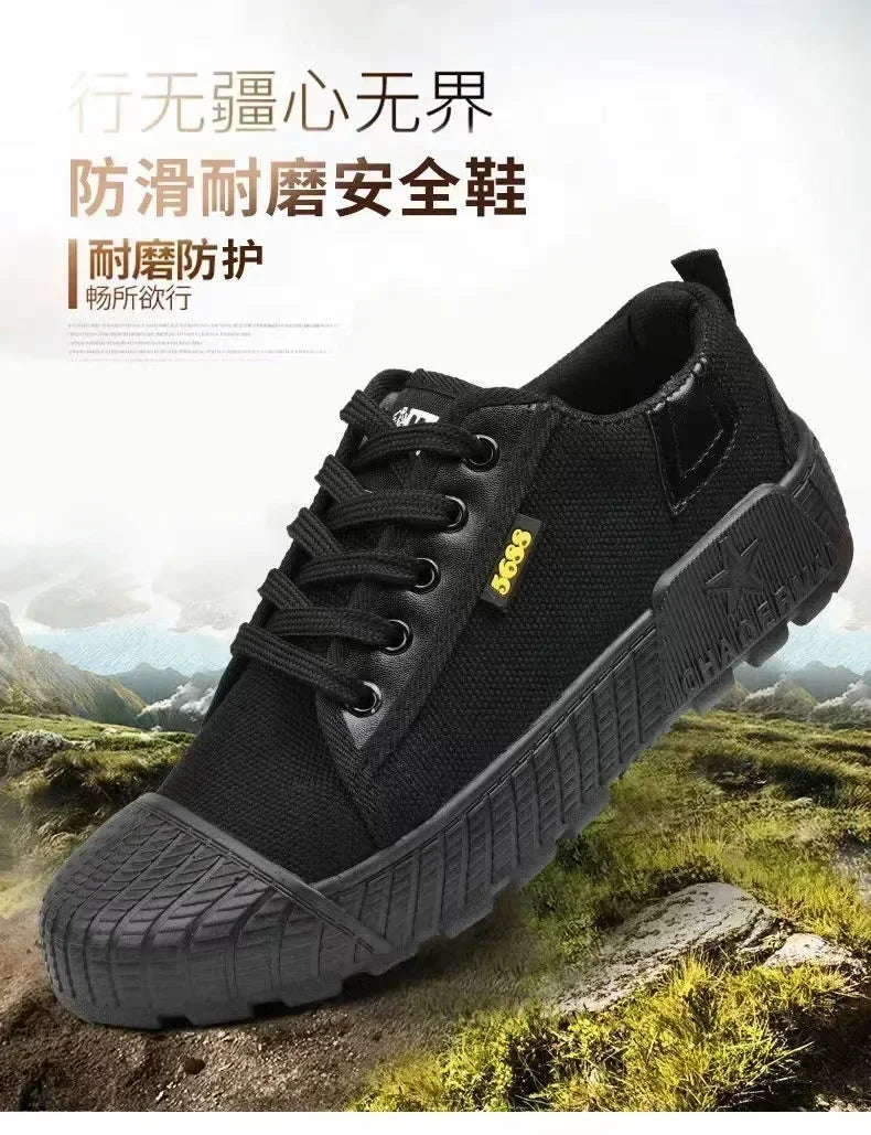Mens Canvas Shoes Outdoor Breathable Work Shoes Non Slip Casual Sneakers for Male Soft Sole Walking Flats Zapatos Casuales