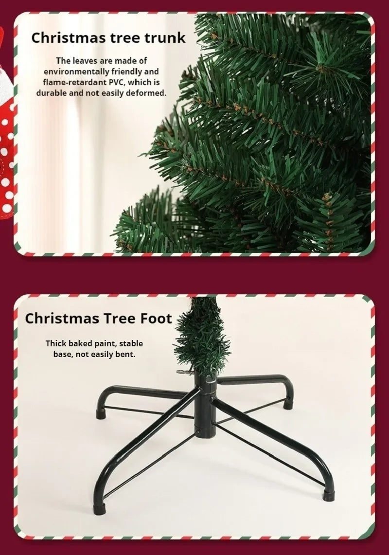 1.2/1.5/1.8/2.1M Christmas Tree Simulation with Metal Holder Base for Home Party Decorations Christmas Ornament Simple Install