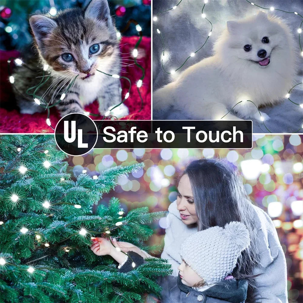 LED Green Wire Led String Fairy Lights US/EU Plug 110V/220V Waterproof LED Christmas Tree Holiday Home Garden Decoration Xmas