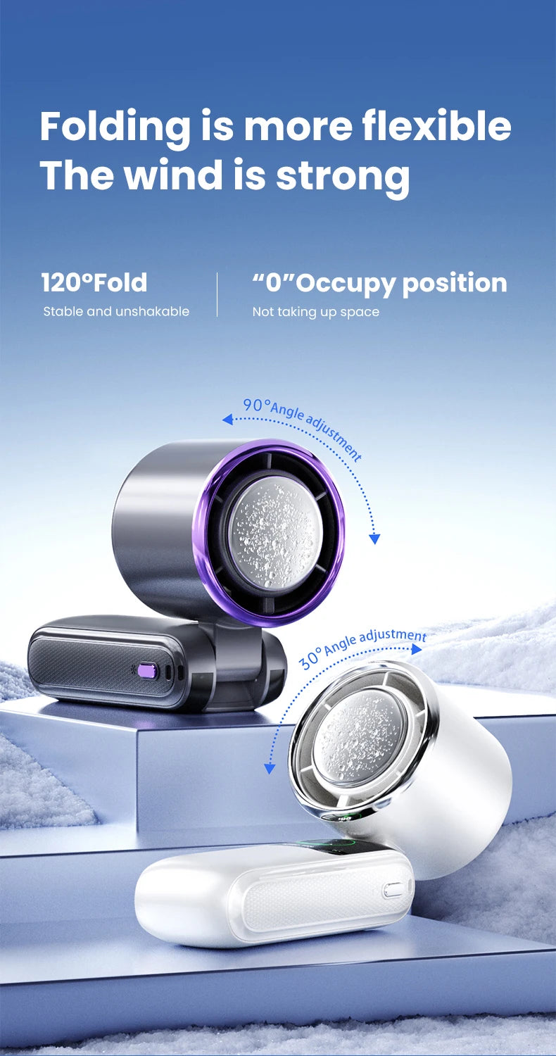 2025 New Ice Pack High-Speed Handheld Eletirc Fan 100 Speed Adjustable Folding Mini Fan Portable Outdoor Hanging Neck Small Fan